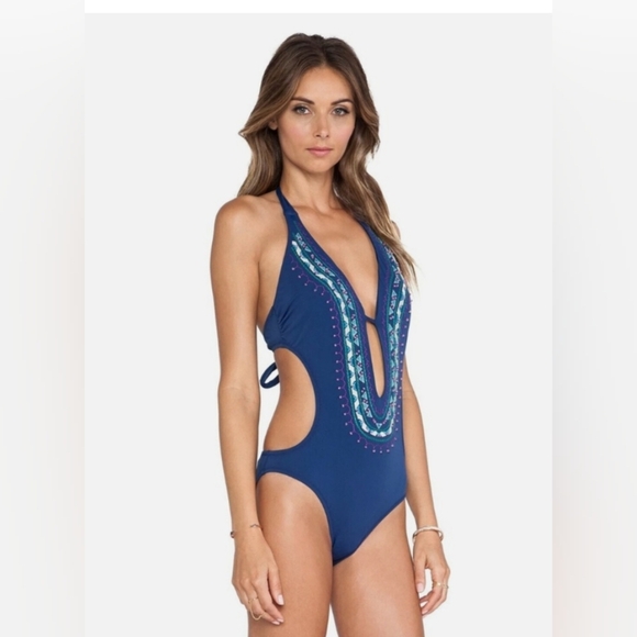 Nanette Lepore Size Medium Blue Swim Suit - Picture 1 of 8
